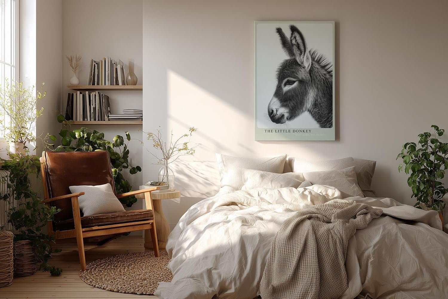 Paul Sinus Wandbild in 40x60cm The Little Donkey Nahaufnahme eines Esels in Schwarz-Weiß mit feiner Detailzeichnung