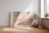Sinus Art Wandbild 120x80cm Textcollage mit sanftem Verlauf in Beige, Rosa und zarten Lila-Tönen