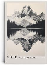 Paul Sinus Leinwandbild 80x120cm Yoho Nationalpark – Detaillierte Berglandschaft in monochromer Eleganz mit Spiegelung im See und feinen Schattierungen