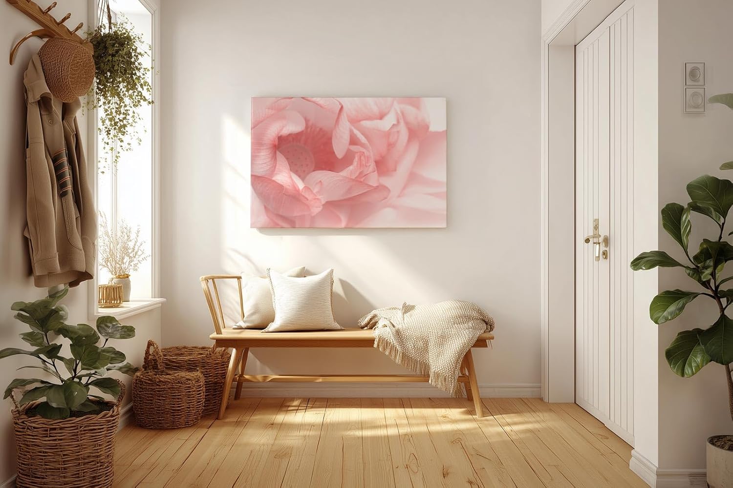 Sinus Art Wandbild 120x80cm Elegantes Blumenmotiv mit feinen Details und zarter Farbgebung in Rosétönen