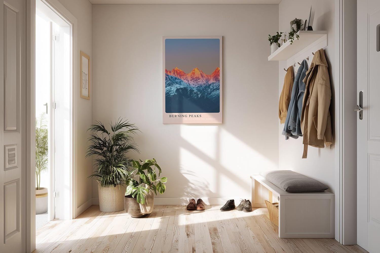 Paul Sinus Kunstdruck 40x60cm Burning Peaks leuchtende Berggipfel bei Sonnenaufgang mit Schneebedeckung