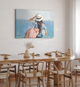 Paul Sinus Wandbild 120x80cm Junge Frau geht zum Strand Abstrakt Blau Kunstvoll