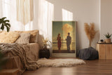 Paul Sinus Wandbild in 40x60cm Atomic Cocktail Vintage-Szene mit elegant gekleidetem Paar am Strand vor aufsteigender Wolke für stilvolle Retro-Raumgestaltung
