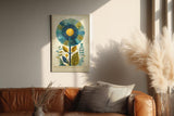 Paul Sinus Wandbild in 40x60cm The Blooming Balance stilisierte Blume in Blauund Gelbtönen moderne Naturkunst auf Leinwand