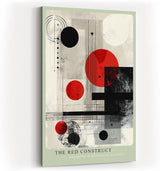 Paul Sinus Wandbild in 40x60cm The Red Construct – Geometrische Abstraktion in Rot, Schwarz und Weiß mit klaren Linien und markanten Formen