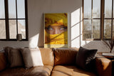 Paul Sinus Wandbild in 40x60cm The Hidden Mystery – Intensives Porträt mit goldenen Augen und gelbem Schal in Nahaufnahme