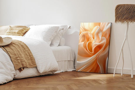 Paul Sinus 60x90cm Wandbild Fließende Blütenseide in Apricot – Sinnliche Wandkunst mit floraler Tiefe Blume