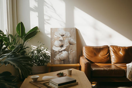 Paul Sinus 60x90cm Wandbild Blütenpracht in Beige – Florale Meisterkunst mit ausdrucksstarker Blume