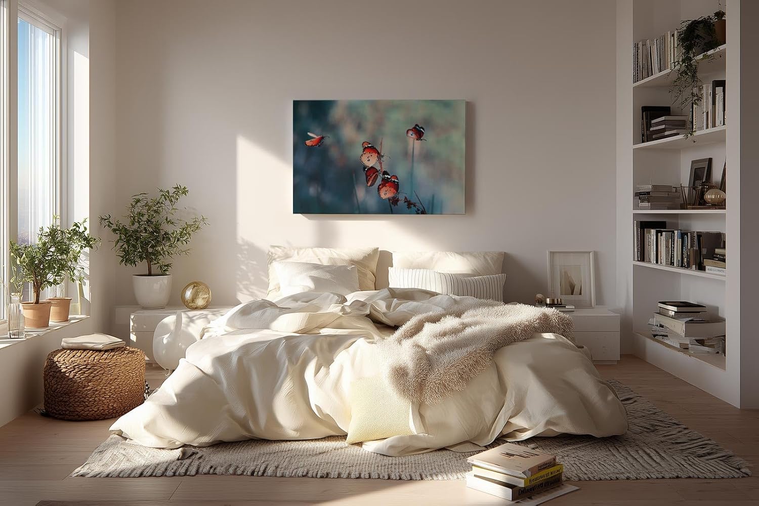 Sinus Art Wandbild 120x80cm Die rot-orange gefärbten Schmetterlinge strahlen Leichtigkeit, Freiheit und Lebendigkeit aus