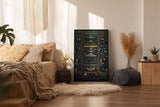 Paul Sinus Wandbild in 40x60cm The Return of the Sky Gods – Goldene und blaue Hieroglyphen mit futuristischen Raumschiffen