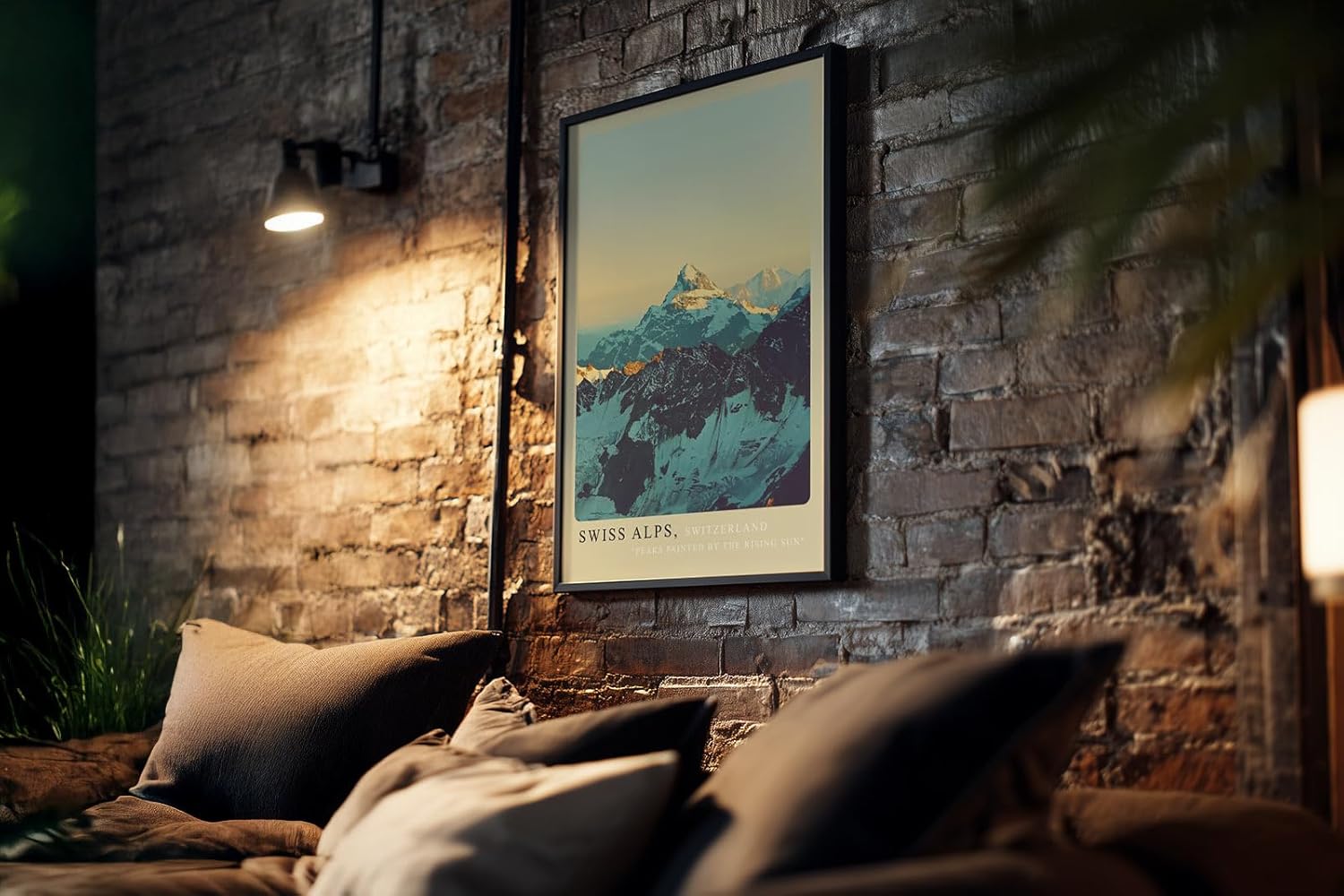 Paul Sinus Kunstdruck 40x60cm Swiss Alps mit Sonnenaufgang über verschneiten Berggipfeln