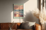 Paul Sinus Wandbild in 40x60cm Sanfter Sonnenuntergang am Meer mit pastellfarbenem Himmel und weichen Wellen