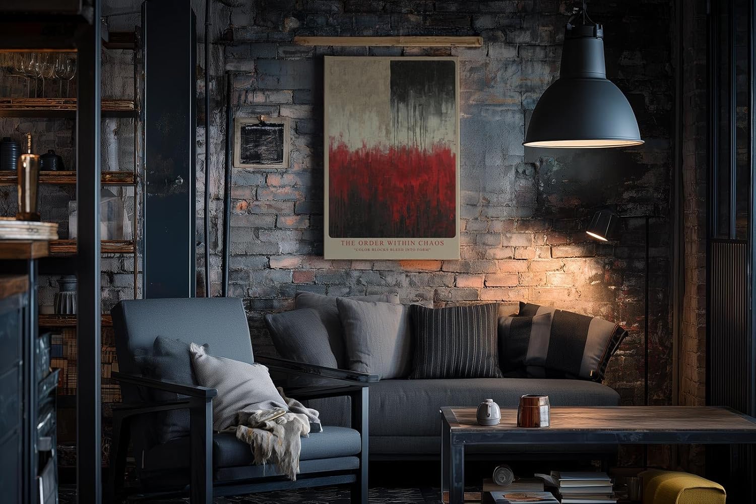 Paul Sinus Wandbild in 40x60cm The Order Within Chaos – Ausdrucksstarkes Kunstwerk mit klaren Farbblöcken und vertikaler Linienstruktur
