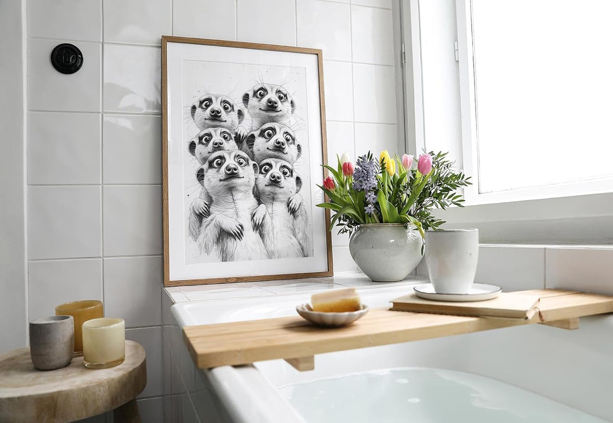 Paul Sinus Poster/Leinwandbild/Rahmenoption Lustiges Erdmännchenbild – Witzige Klo-Deko fürs Gäste-WC – Perfekt für Spaßvögel