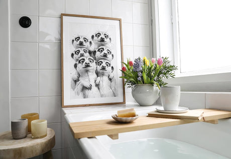 Paul Sinus Poster/Leinwandbild/Rahmenoption Lustiges Erdmännchenbild – Witzige Klo-Deko fürs Gäste-WC – Perfekt für Spaßvögel