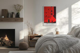 Paul Sinus Leinwandbild 60x90cm The Red Wall Leinwandbild minimalistische Architektur mit intensiver Farbfläche geheimnisvolle Silhouette