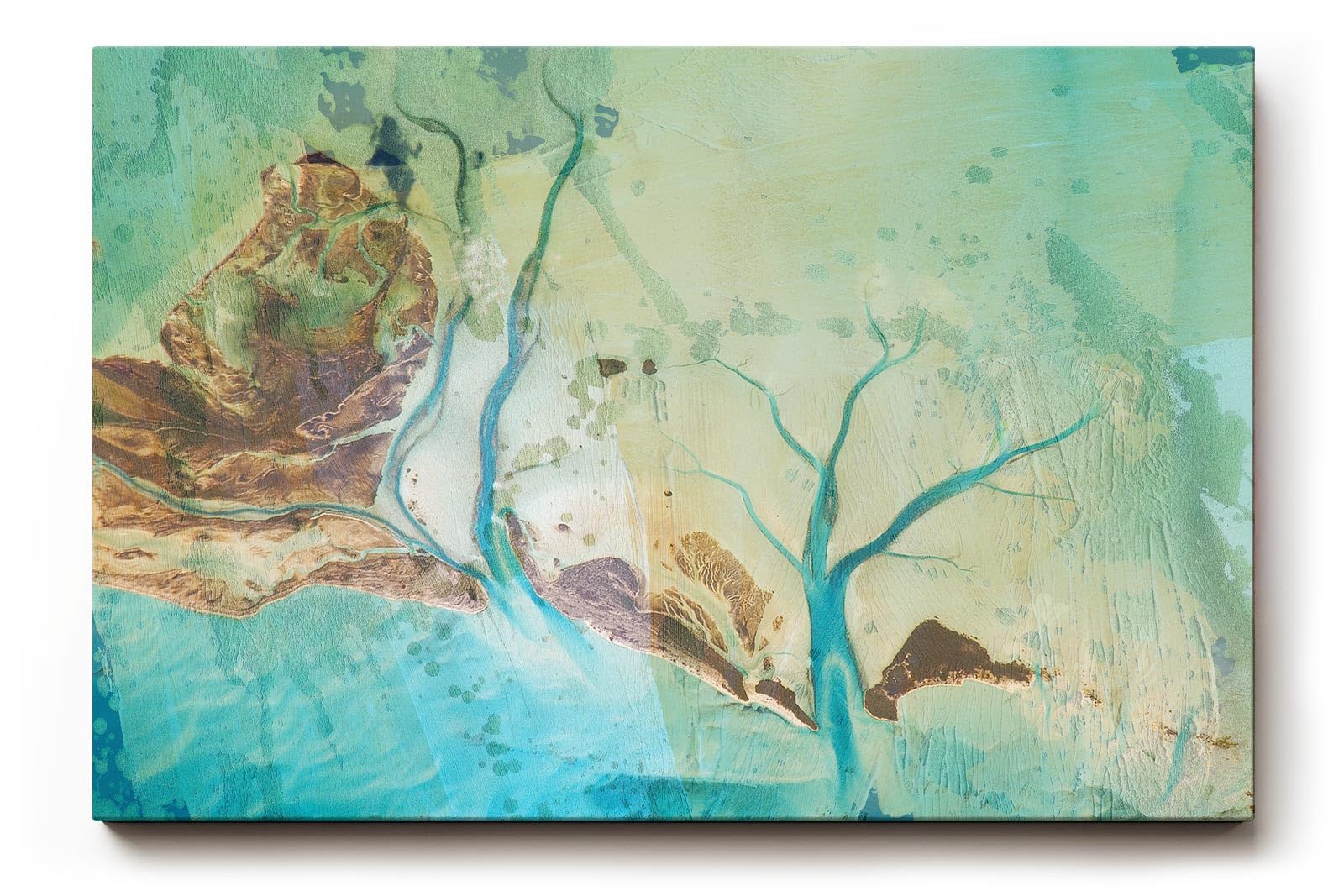Sinus Art Wandbild 120x80cm Faszinierende Flussverzweigungen in türkisfarbenem Delta mit sandigen Uferformen