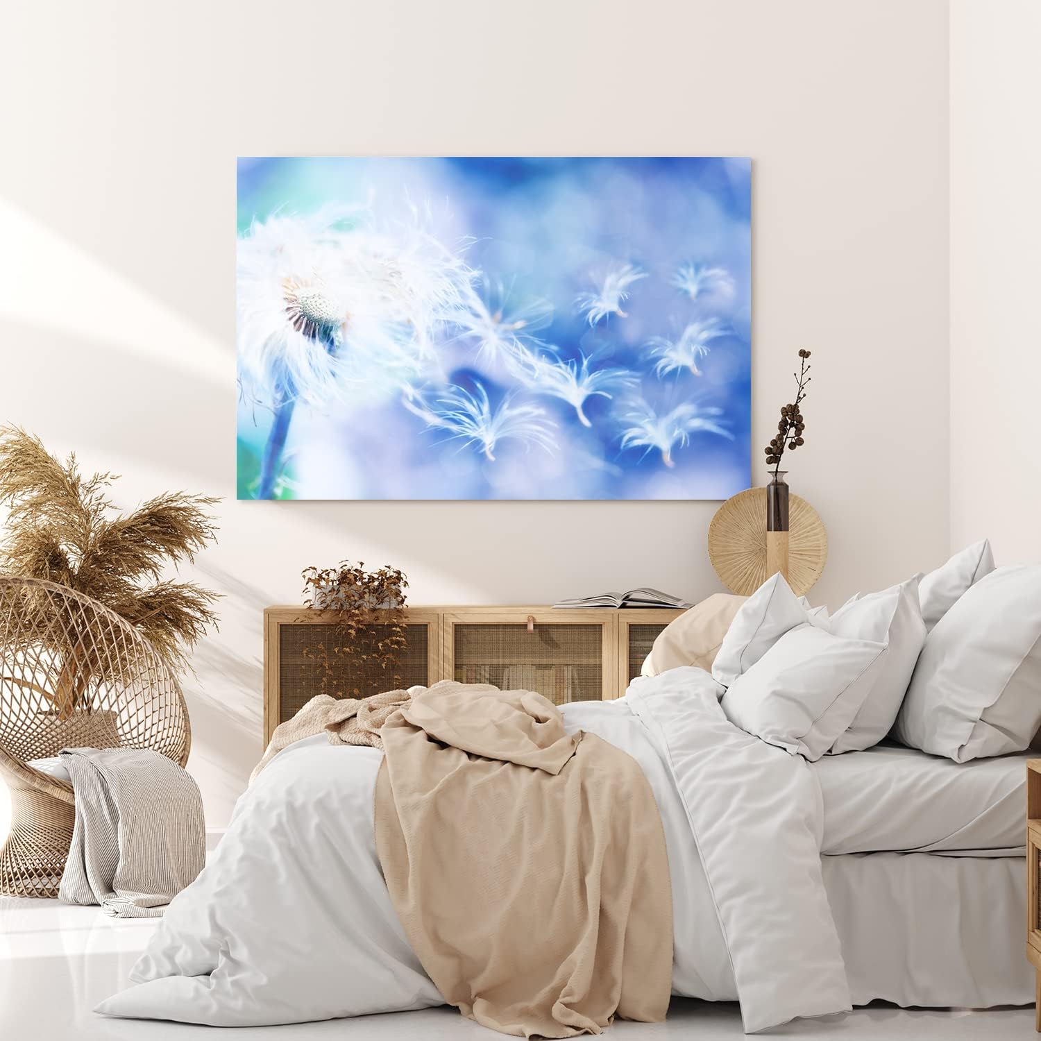 Paul Sinus Wandbild 120x80cm Pusteblume Löwenzahn Blau Kunstvoll Nahaufnahme