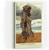 Paul Sinus Wandbild in 40x60cm Cosmic Wanderer – Astronautin in Getreidefeld unter wolkenverhangenem Himmel