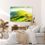 Paul Sinus Wandbild 120x80cm Asien Thailand Reisfelder Berge Hügel Natur Landschaft Grün