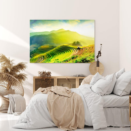 Paul Sinus Wandbild 120x80cm Asien Thailand Reisfelder Berge Hügel Natur Landschaft Grün