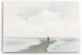 Paul Sinus Wandbild 120x80cm Einsamer Mann Nordsee Meer Horizont Hell weißer Himmel