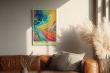 Paul Sinus Wandbild in 40x60cm The Color Storm – Abstrakte Farbwelle in kräftigen Blau-, Orange-, Pinkund Grüntönen