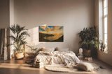 Sinus Art Wandbild 120x80cm Atemberaubender Sonnenuntergang über Küstenlinie mit weichem Farbverlauf