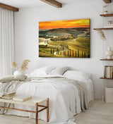 Paul Sinus Wandbild 120x80cm Italien Toskana Landschaft Sonnenuntergang roter Himmel