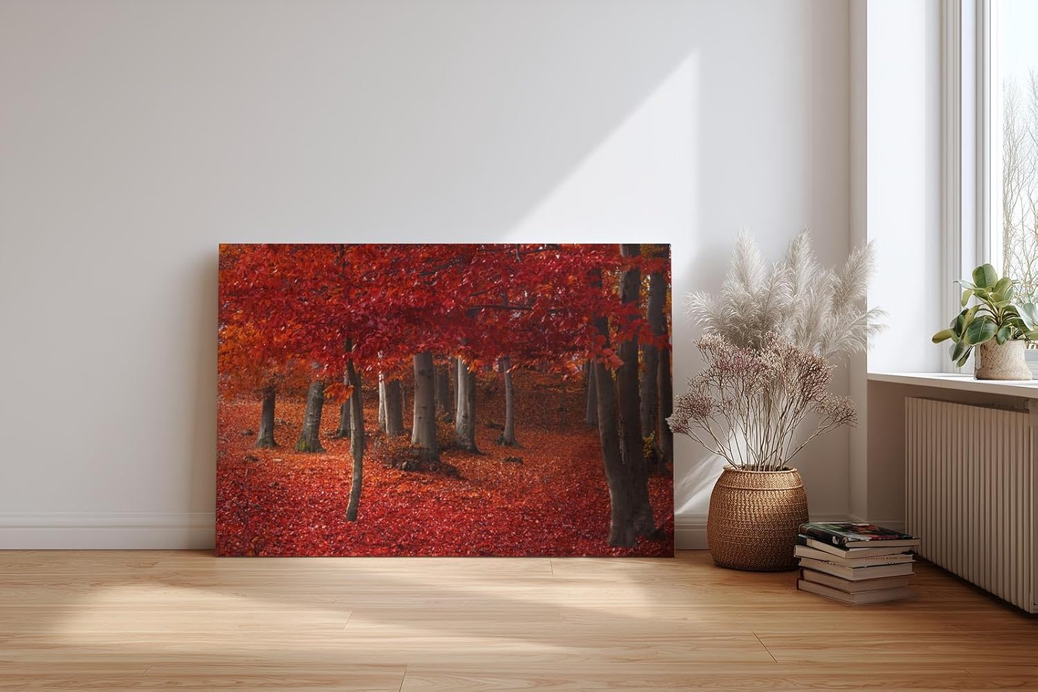 Sinus Art Wandbild 120x80cm Hochsättigtes Rot in Kombination mit natürlichen Brauntönen schafft ein warmes und dynamisches Raumerlebnis