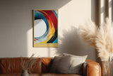 Paul Sinus Wandbild in 40x60cm The Circle of Momentum – Dynamischer Farbkreis in Rot, Gelb, Blau und Weiß