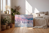 Sinus Art Wandbild 120x80cm Pastellfarbene Winterlandschaft mit verschneiten Bäumen und stiller Weite