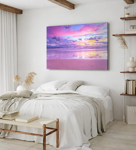 Paul Sinus Wandbild 120x80cm Sonnenuntergang Horizont Ozean Rosa Himmel