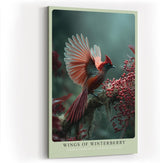 Paul Sinus Wandbild in 40x60cm Wings of Winterberry Eleganter roter Vogel mit ausgebreiteten Flügeln auf Zweig mit Winterbeeren vor sanftem Hintergrund