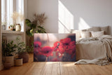 Sinus Art Wandbild 120x80cm Ruhige Szene mit roten Mohnblumen in weicher Unschärfe und natürlichem Licht