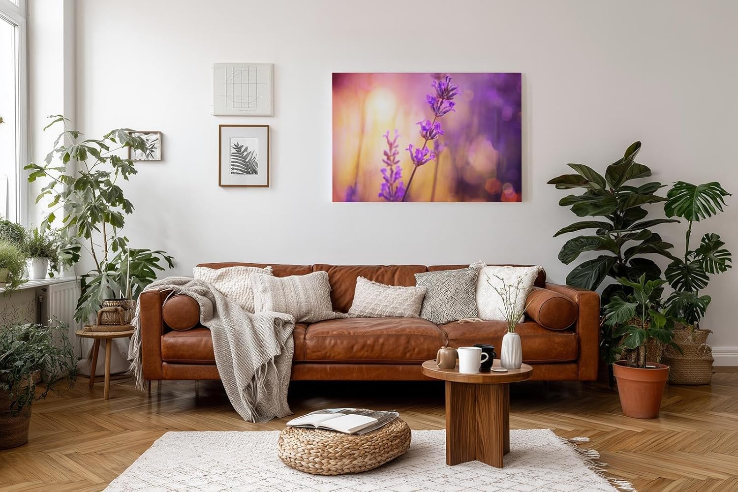Sinus Art Wandbild 120x80cm Stimmungsvolles Lavendel-Motiv mit leuchtenden Farben auf harmonischem Hintergrund