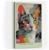 Paul Sinus Wandbild in 40x60cm Colorful Cutie – farbenfrohes Katzenportrait in moderner Maltechnik für kreative Wohnraumgestaltung