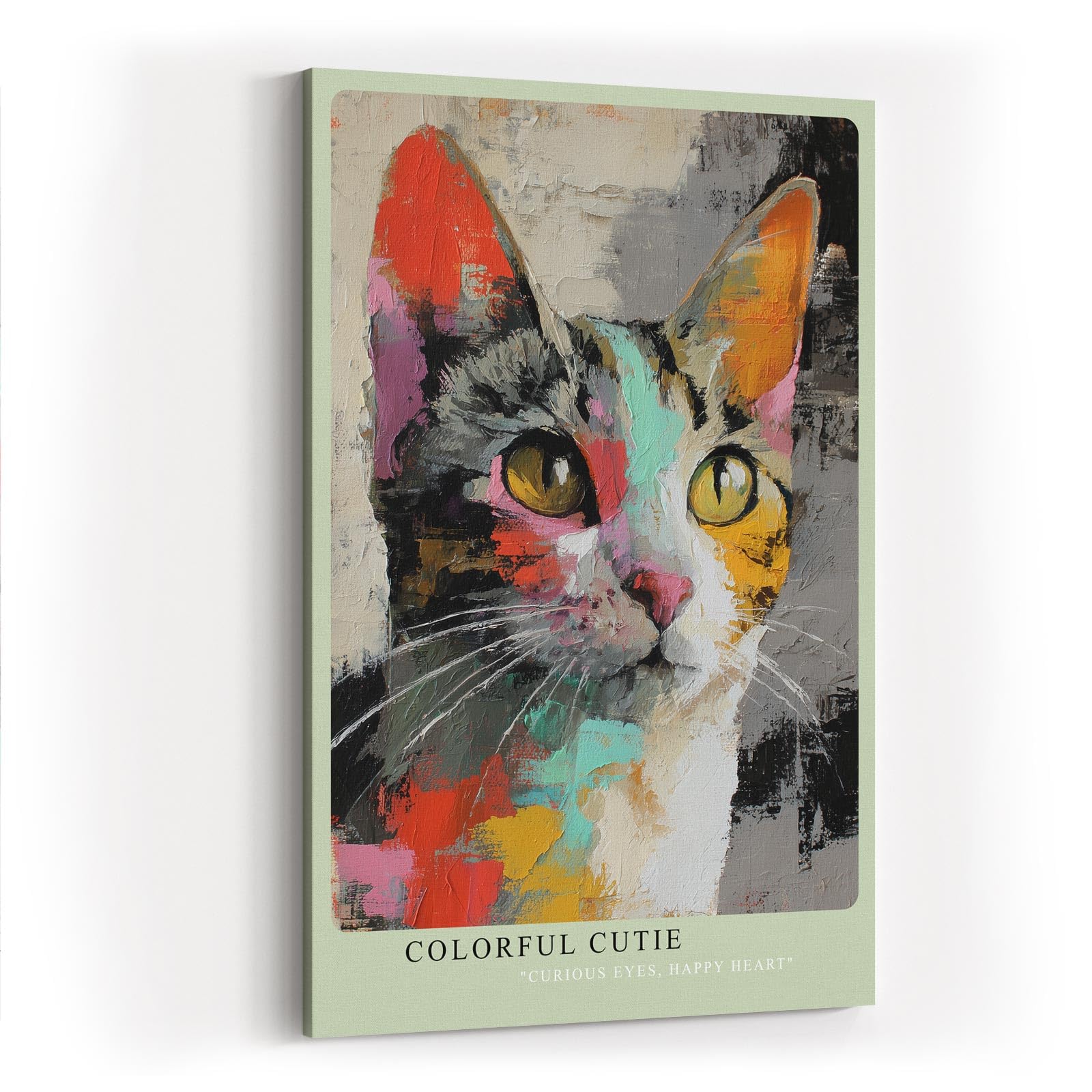 Paul Sinus Wandbild in 40x60cm Colorful Cutie – farbenfrohes Katzenportrait in moderner Maltechnik für kreative Wohnraumgestaltung