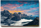 Sinus Art Wandbild 120x80cm Imposantes Alpenmotiv mit schroffen Gipfeln und Wolkenmeer für starke Raumwirkung