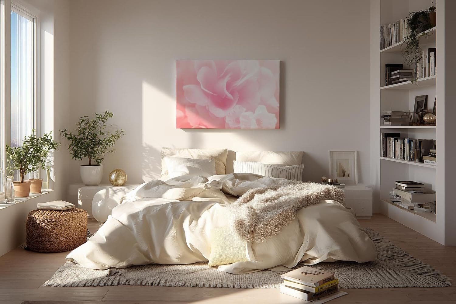 Sinus Art Wandbild 120x80cm Zarte Blütenanordnung mit weichem Licht – Symbol für Leichtigkeit und Schönheit