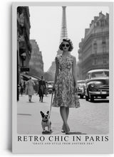 Paul Sinus Leinwandbild 80x120cm Leinwandbild Retro Chic in Paris – Stilvolle Vintage-Fotografie mit eleganter Frau, französisches Flair