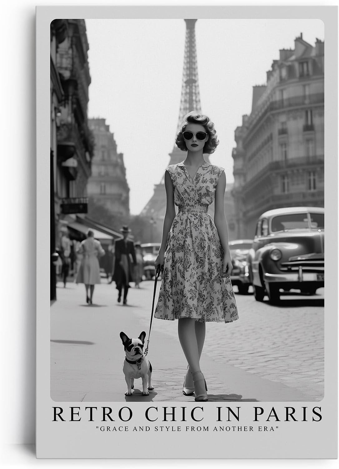 Paul Sinus Leinwandbild 80x120cm Leinwandbild Retro Chic in Paris – Stilvolle Vintage-Fotografie mit eleganter Frau, französisches Flair