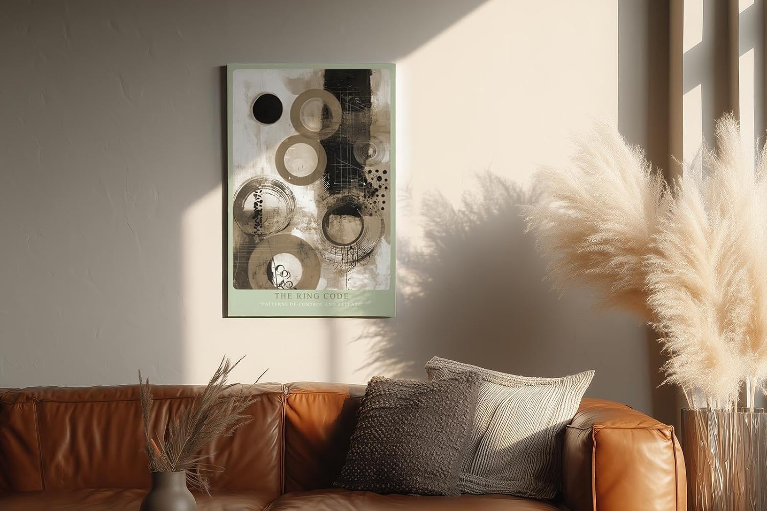 Paul Sinus Wandbild in 40x60cm The Ring Code – Abstrakte Komposition in Sepiaund Grautönen mit markanten Kreisund Linienmustern