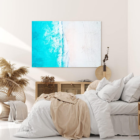 Paul Sinus Wandbild 120x80cm Luftaufnahme Strand Blau Meer Wellen Vogelperspektive