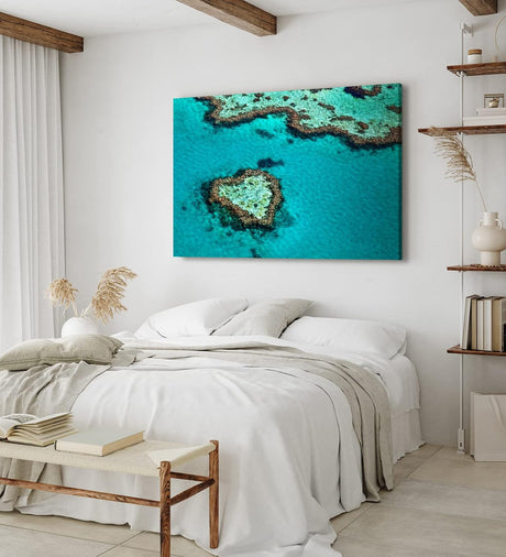 Paul Sinus Wandbild 120x80cm Insel in Herzform Malediven Türkis Meer Herz