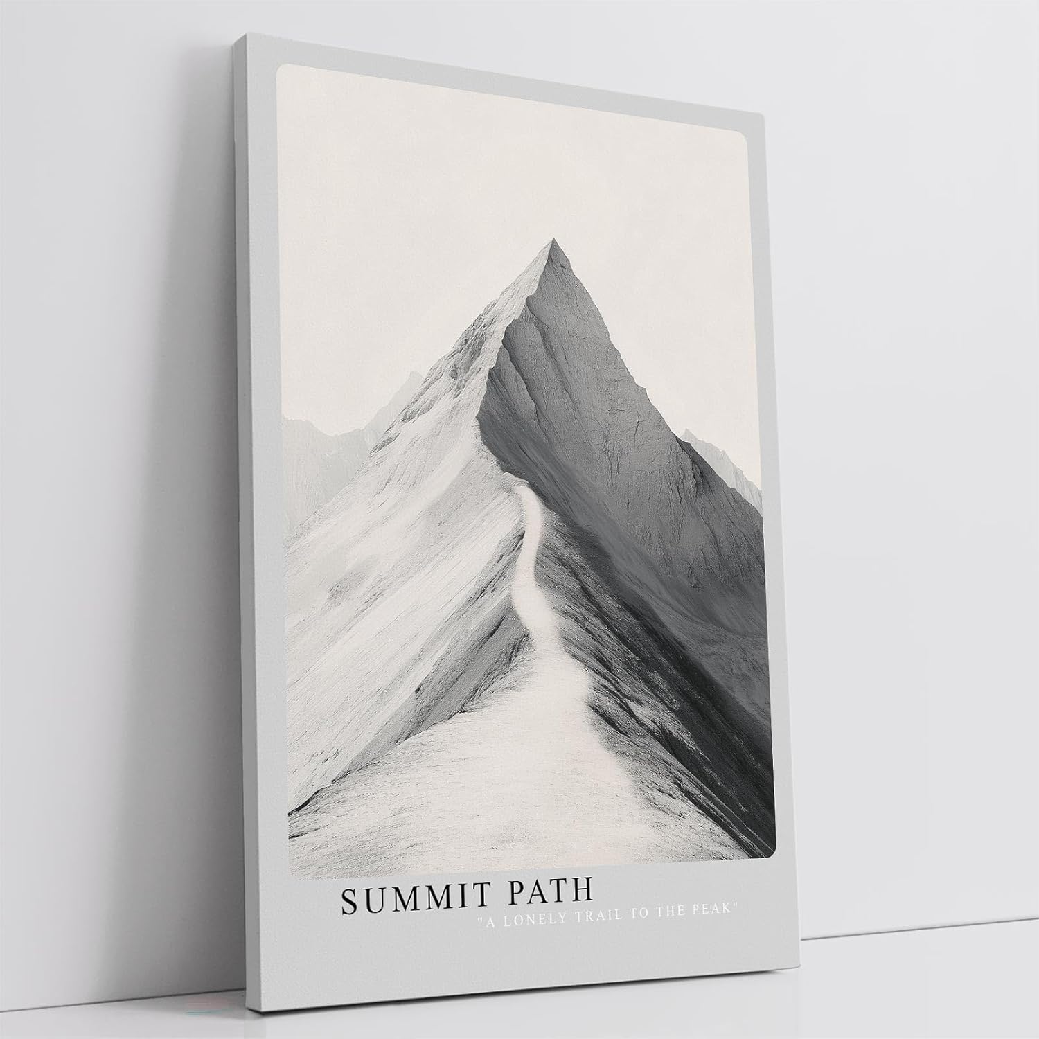 Paul Sinus Leinwandbild 60x90cm Gipfelpfad – Minimalistisches Bergmotiv mit einsamem Weg zur Spitze in monochromer Ästhetik