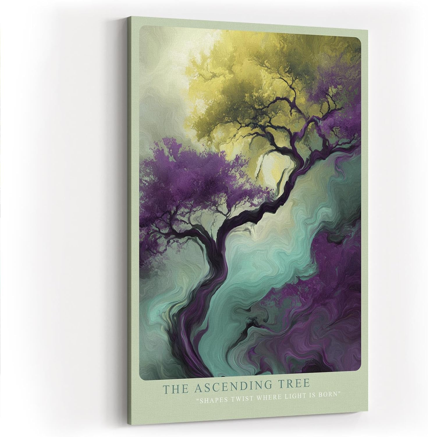 Paul Sinus Wandbild in 40x60cm The Ascending Tree – Künstlerische Darstellung eines aufstrebenden Baumes in leuchtenden Farbverläufen