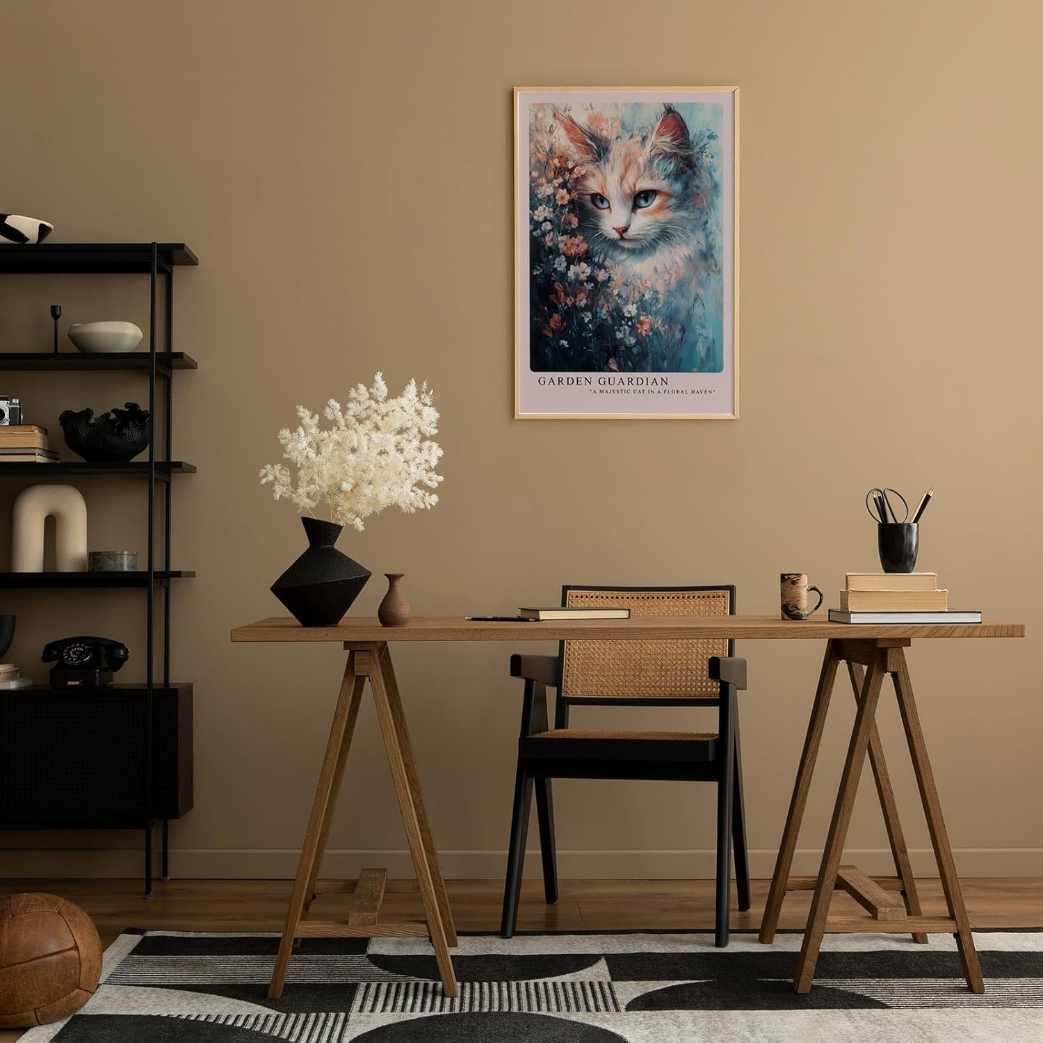 Paul Sinus Leinwandbild 40x60cm Blühende Katze mystisch elegant surreal kunstvolle Wandkunst sanfte Farben harmonisch detailreich faszinierend