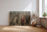 Sinus Art Wandbild 120x80cm Junger Mönch mit Schirm zwischen alten Stupas – Symbol für Glaube und Einkehr