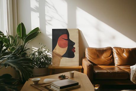Paul Sinus 60x90cm Wandbild Sanfte Kontur – Stilvolles Frauenporträt in abstrakter Form auf Leinwand Holzrahmen